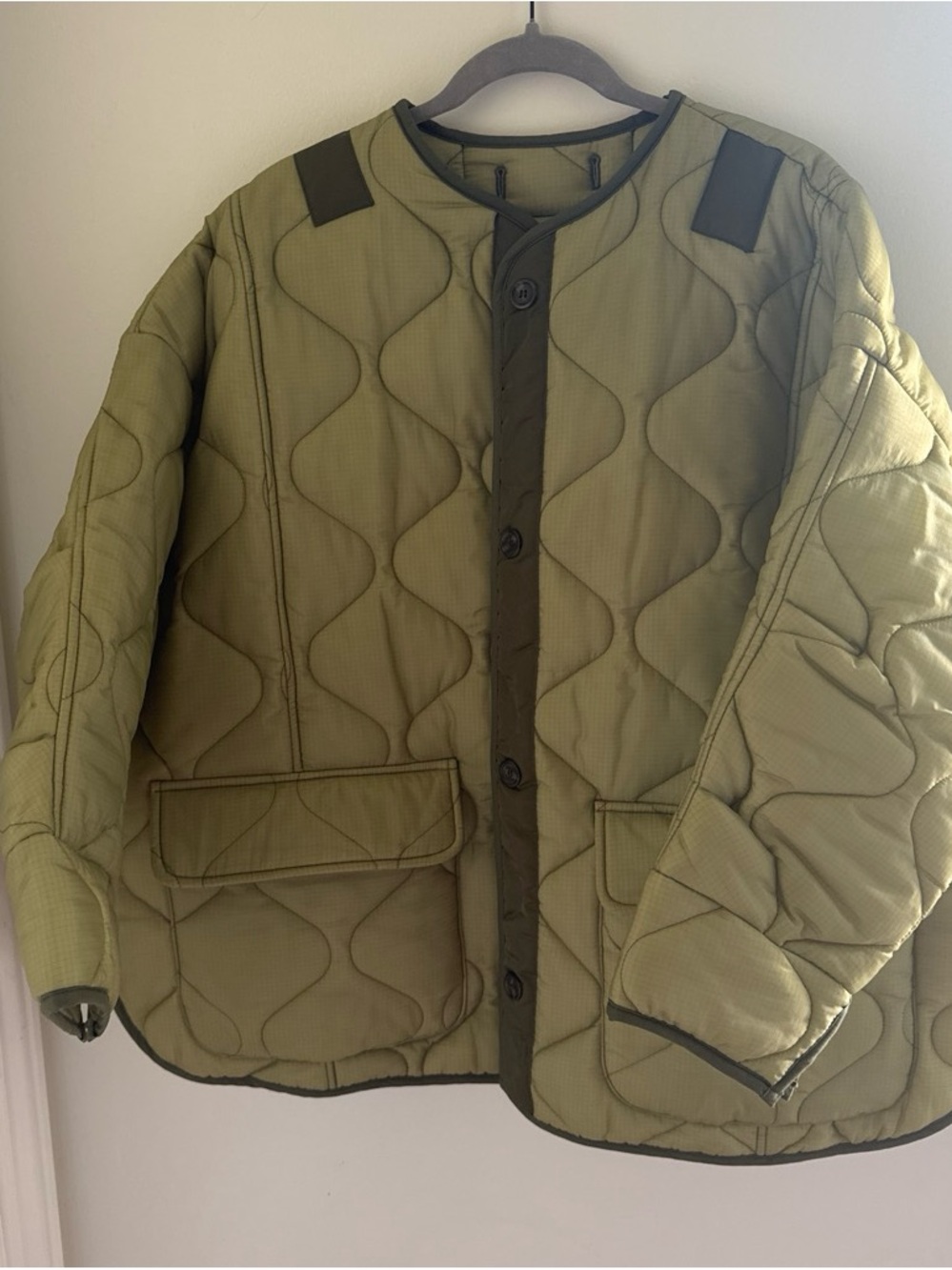 Frankie Shop Olive Quilted Military-Style Liner Jacket